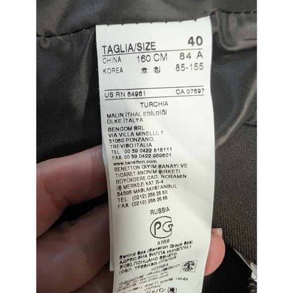 United Colors of Benetton Womens Brown Skirt Suit Blazer Set Made in Italy 40 - Picture 7 of 12